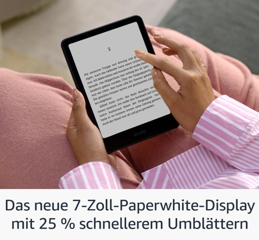 Amazon Kindle Paperwhite (neueste Generation) – Unser schnellster Kindle, mit neuem 7-Zoll-Display und wochenlanger Akkulaufzeit – 16 GB – ohne Werbung – schwarz 