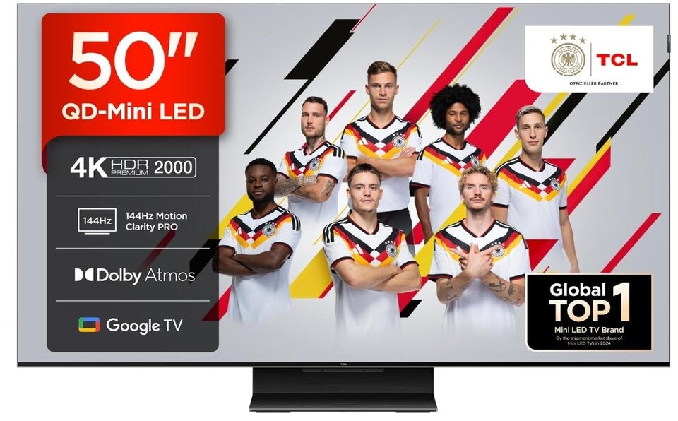 TCL 50C7K 50 Zoll QD-Mini LED Fernseher, 4K HDR Premium 2000, Smart Google TV mit 144Hz Motion Clarity Pro (Dolby Vision IQ & Atmos, HVA-Panel) 