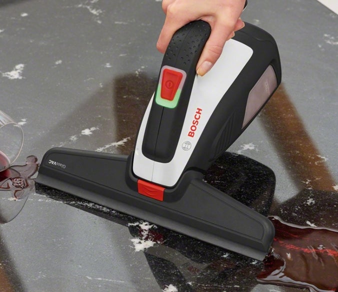 Bosch Akku Fenstersauger GlassVAC (für Fenster, Spiegel und Dusche, Laufzeit: ca. 35 Fenster, im Karton) 