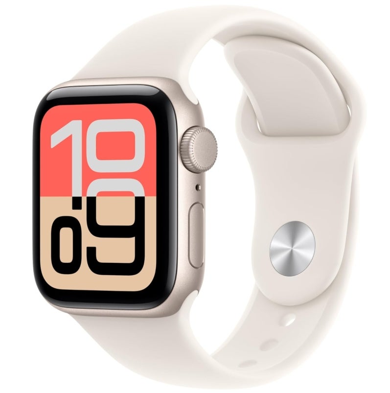 Apple Watch SE 3 GPS 40 mm Smartwatch mit Aluminiumgehäuse in Polarstern und Sportarmband in Polarstern (S/M). Fitness‑ und Schlaftracker, Herzfrequenzmesser, Always-On Display, Wasserschutz 