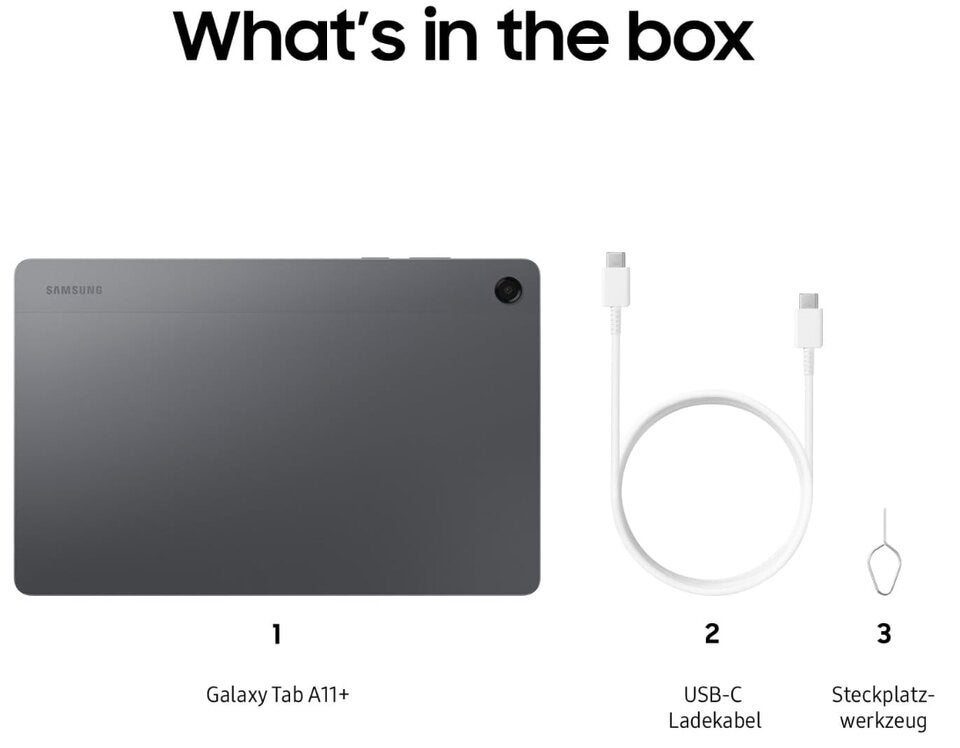 Samsung Galaxy Tab A11+, AI Tablet, 11 Zoll Display, 90 Hz Bildwiederholrate, 128 GB Speicher, 6 GB RAM, Android, Dolby Atmos Quad-Lautsprecher, Gray, 3 Jahre Herstellergarantie 