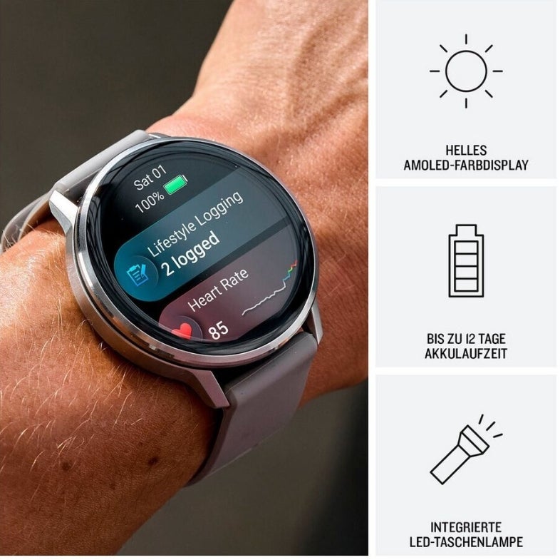 Garmin Venu 4 45mm Schwarz/Schiefergrau Silikon-Armband 