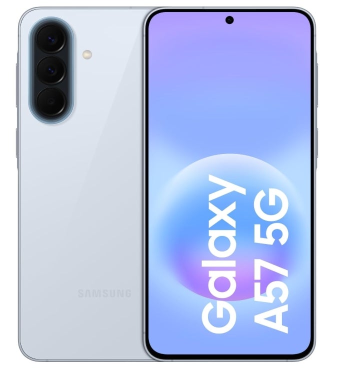 Samsung Galaxy A57 5G, Schlankes AI-Smartphone, Awesome Intelligence, 256 GB Speicherplatz, 50 MP Weitwinkel-Kamera, Bis zu 2 Tage Akkulaufzeit, IP68, Awesome Icyblue, 2,5 Jahre Herstellergarantie 