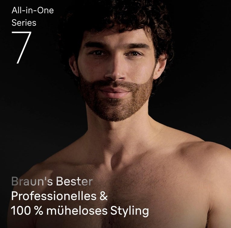 Braun All-in-One Series 7, 12-in-1 Multigroom, Barttrimmer, Nasenhaartrimmer, Haarschneidemaschine für Gesicht, Kopf und Körper, 120 Min Akku, 14 Längen (0.1–21 mm), Wasserdicht, AIO7545, Grau 