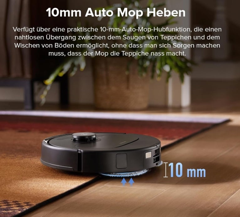 roborock QV 35S-Set Saugroboter mit Wischfunktion, 10.000 Pa HyperForce Saugkraft, Anti-Tangle-Bürsten, Anhebbare Schleudermopps, Intelligente Hindernisvermeidung, All-in-One Dock (Schwarz) 