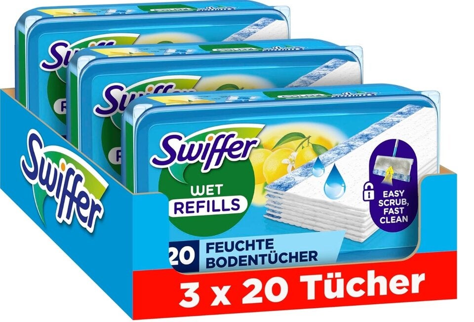 Swiffer Bodenwischer Nachfüllpackung, Feuchte Bodentücher mit Citrusfrische-Duft, 60 Stück, Für Eine Schnelle & Einfache Reinigung von Hartböden 