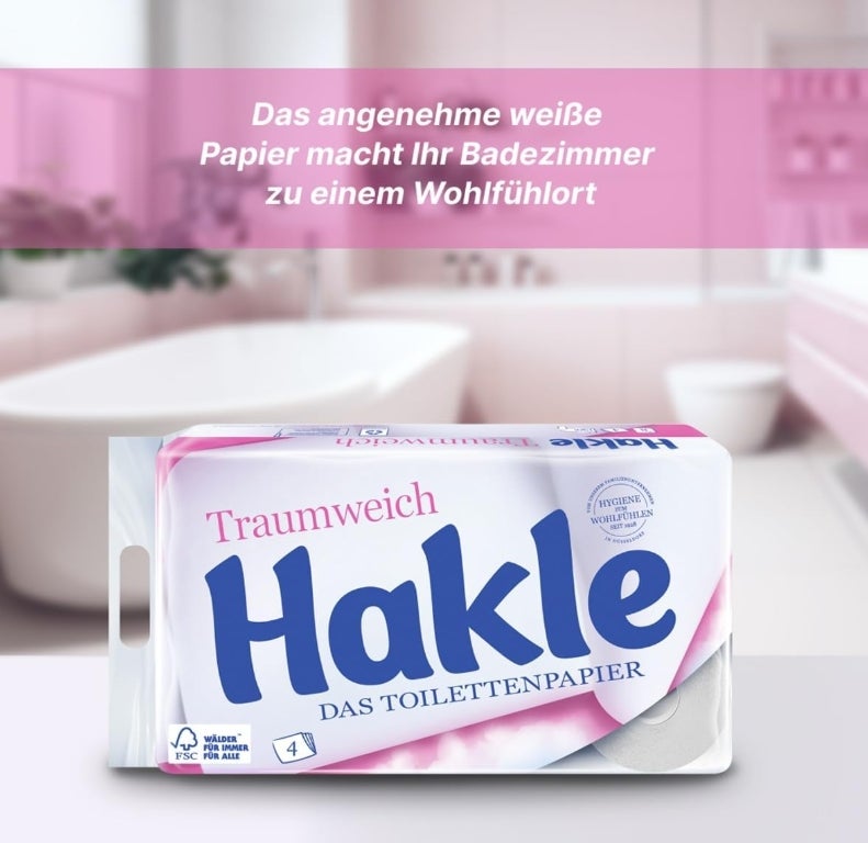 Hakle Traumweich Toilettenpapier – 72 Rollen, 130 4-lagige Blatt pro Rolle, Sanfte Reinigung für Wohlbefinden 