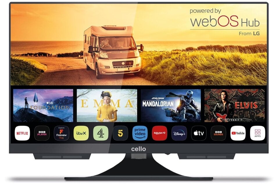 Cello C1924WS 12 Volt 19 Zoll Traveller Smart rahmenloser Fernseher Ultrafast WebOS, Pitch Perfect Lautsprecher Bluetooth, Netflix, Kleiner Fernseher für Wohnmobile und LKWs 