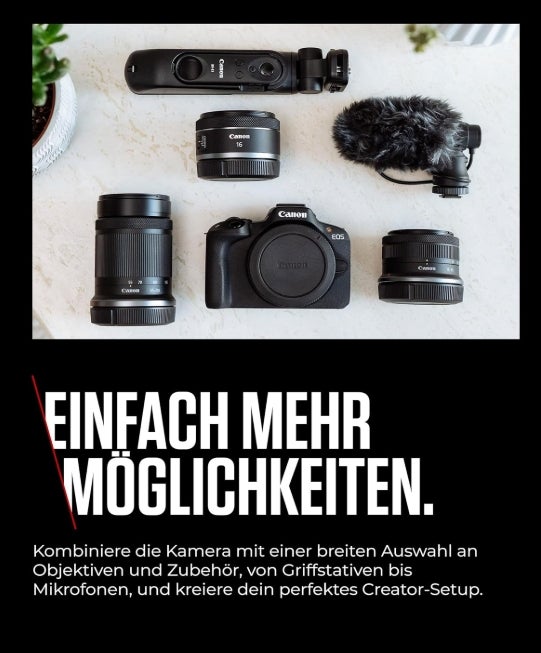 Canon EOS R50 Systemkamera + RF-S 18-45mm is STM Objektiv - Spiegellose Kamera (Digitalkamera mit Autofokus + Motiverkennung für Personen Augen Tiere Fahrzeuge, 4k Video, 15 Bilder pro Sek.) schwarz 