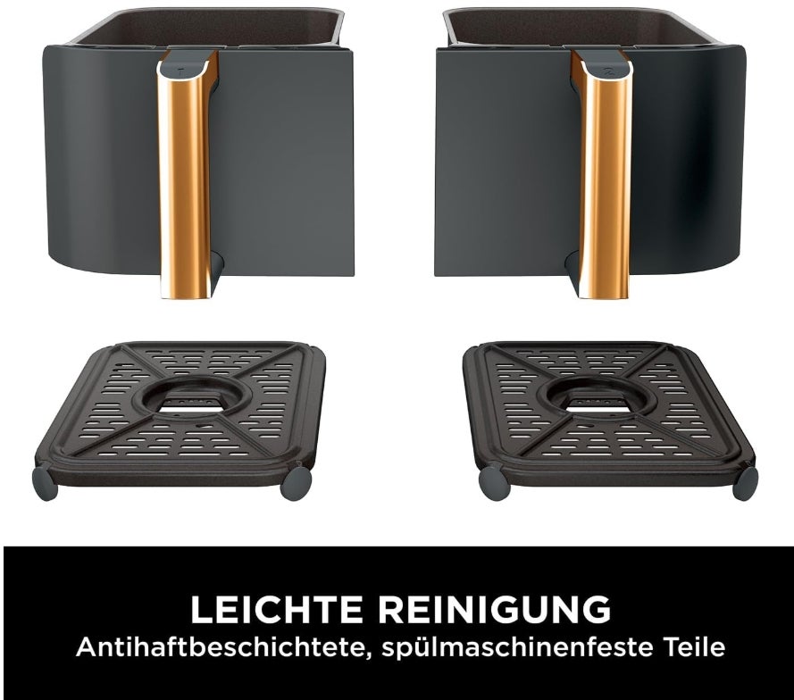 Ninja Foodi MAX Dual Zone Heißluftfritteuse [AF400EUCP] Amazon Exclusive, ‎2470 Watt , 9,5 L, 2 Heißluft-Frittierfächer, 6 Funktionen, 27 x 41.5 x 32.5 cm, Kupfer/Schwarz 