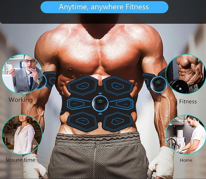 EMS bauchmuskeltrainer,Sicher Effektiv Schneller EMS Trainingsgerät Ganzkörper Muskeltrainer, 8 Modi & 19 Intensitäten,USB Wiederaufladbar Bauchtrainer Ganzkörper ABS/Bauch/Arm/Bein Set 