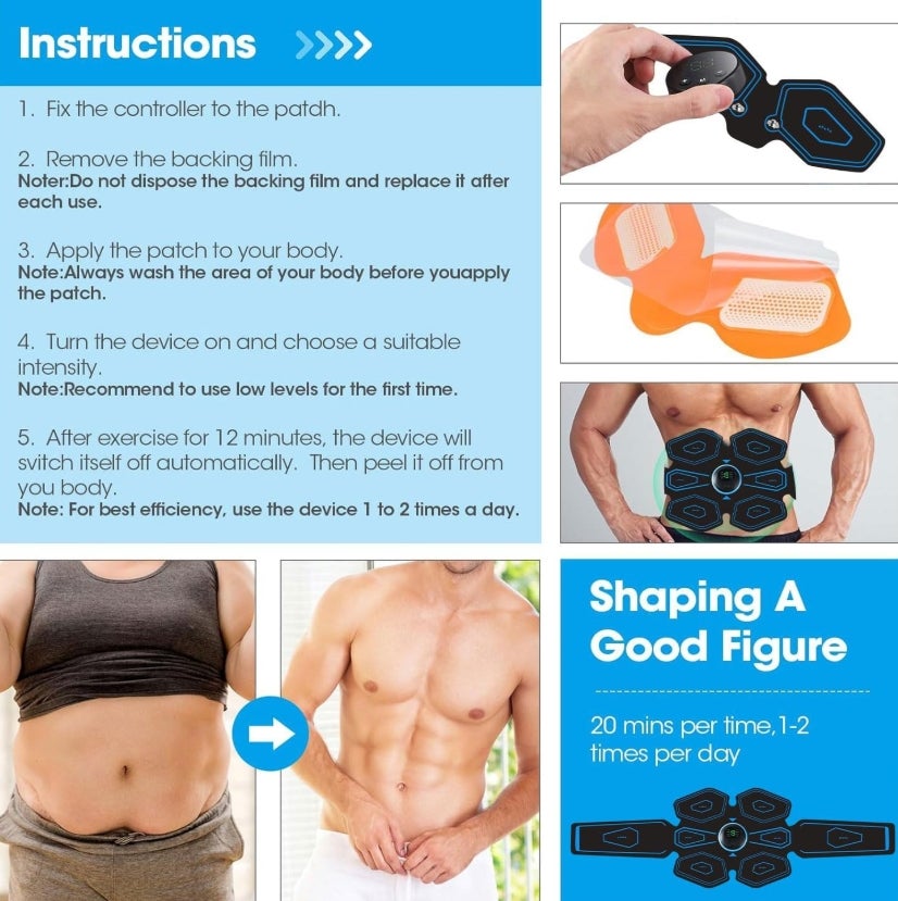 EMS bauchmuskeltrainer,Sicher Effektiv Schneller EMS Trainingsgerät Ganzkörper Muskeltrainer, 8 Modi & 19 Intensitäten,USB Wiederaufladbar Bauchtrainer Ganzkörper ABS/Bauch/Arm/Bein Set 