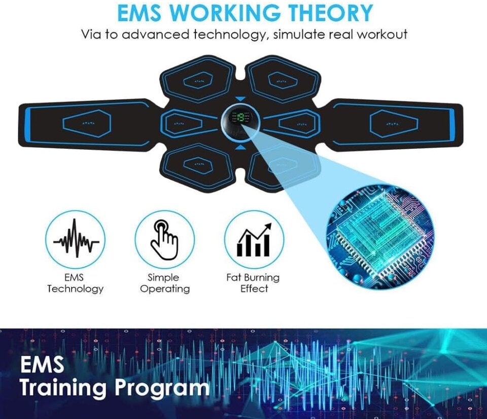 EMS bauchmuskeltrainer,Sicher Effektiv Schneller EMS Trainingsgerät Ganzkörper Muskeltrainer, 8 Modi & 19 Intensitäten,USB Wiederaufladbar Bauchtrainer Ganzkörper ABS/Bauch/Arm/Bein Set 