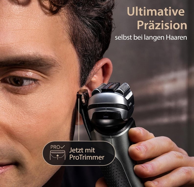 Braun Series 9 Pro+ Rasierer Herren Elektrisch, Elektrorasierer mit 5 Pro Rasierelementen, Rasierapparat ProTrimmer & Reinigungsstation, 60 Min Laufzeit, Made in Germany, 9567cc, Silber