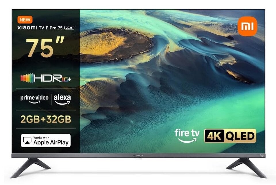 Xiaomi TV F Pro 75(190 cm), 4K UHD QLED, Smart TV, Fire OS8, Triple Tuner DVB-C/S/S2/T/T2,HDR10+, 60Hz mit 120Hz Game Boost Mode,MEMC,Sprachsteuerung mit Alexa,2GB+32GB,Kompatibel mit Apple AirPlay 