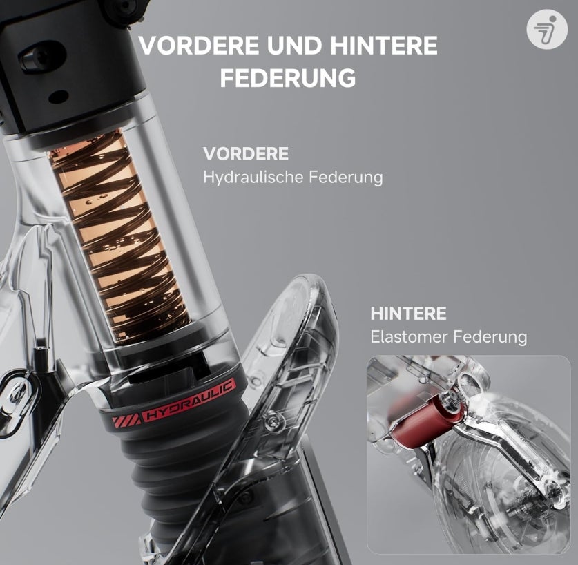 Segway-Ninebot F3 D, E-Scooter mit Straßenzulassung für Erwachsene, 70km Reichweite im Eco-Modus, 120kg Tragfähigkeit, doppelte hydraulische Federung, Smart Display, Schwarz 