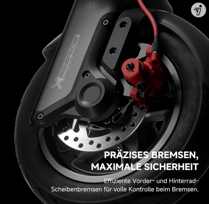 Segway-Ninebot F3 D, E-Scooter mit Straßenzulassung für Erwachsene, 70km Reichweite im Eco-Modus, 120kg Tragfähigkeit, doppelte hydraulische Federung, Smart Display, Schwarz 