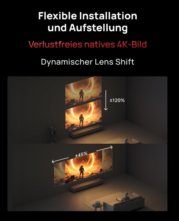 XGIMI Horizon 20 Pro 4K RGB Triple Laser Heimkino Beamer, 4100 ISO Lumen, Google TV mit lizenziertem Netflix, Optischer Zoom & Lens Shift, IMAX Enhanced, Dolby Vision, 20.000:1 Kontrast, 300