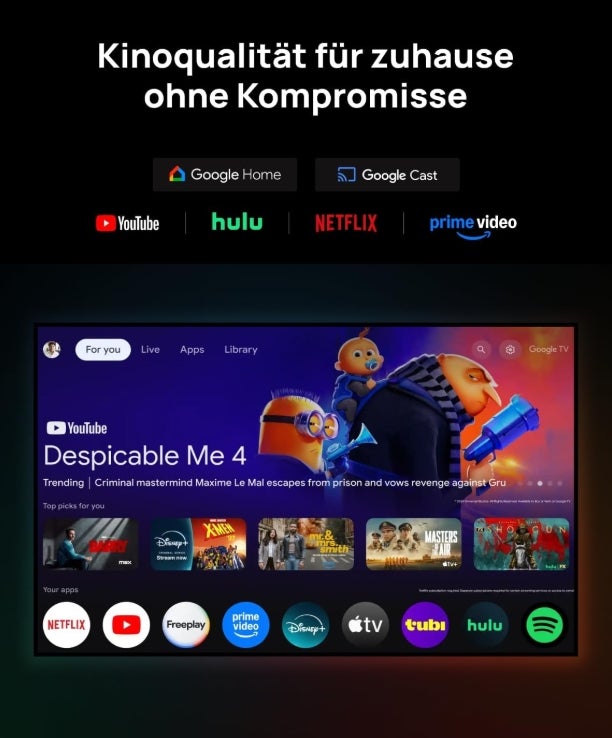 XGIMI Horizon 20 Pro 4K RGB Triple Laser Heimkino Beamer, 4100 ISO Lumen, Google TV mit lizenziertem Netflix, Optischer Zoom & Lens Shift, IMAX Enhanced, Dolby Vision, 20.000:1 Kontrast, 300