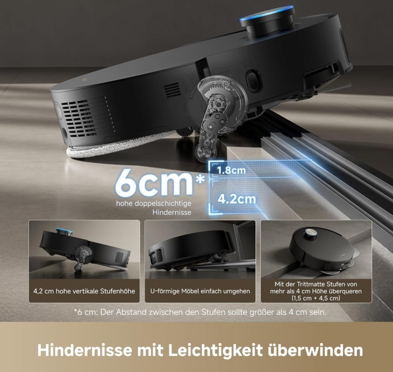 dreame X50 Master Staubsaugerroboter mit 24,9cm Basisstation, automatisches Nachfüllen und Entleeren, Nachlaufsystem, AI Hindernisvermeidung und 360° Navigation, 20.000 Pa 