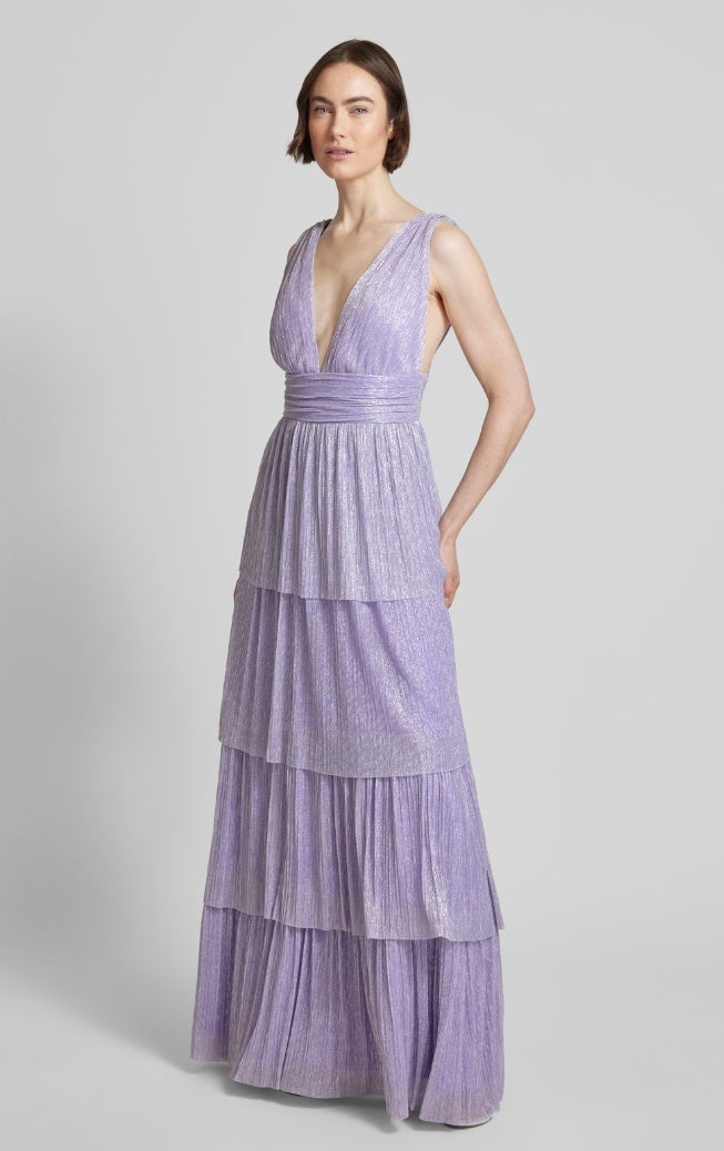 Swing Abendkleid im Stufen-Look in flieder 