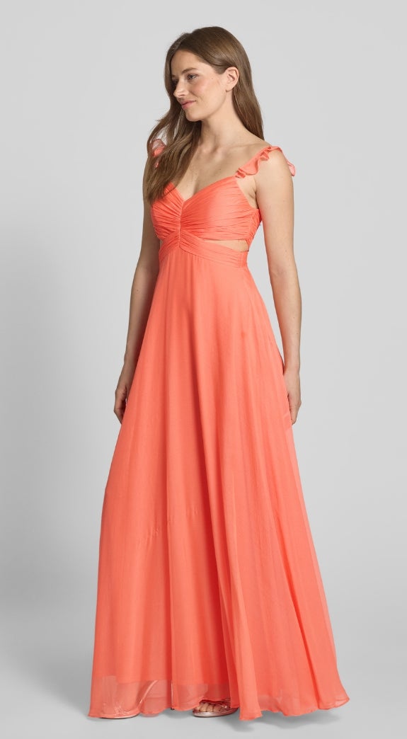 Jake*s Cocktail Abendkleid mit Rüschen und Cut Outs in orange 