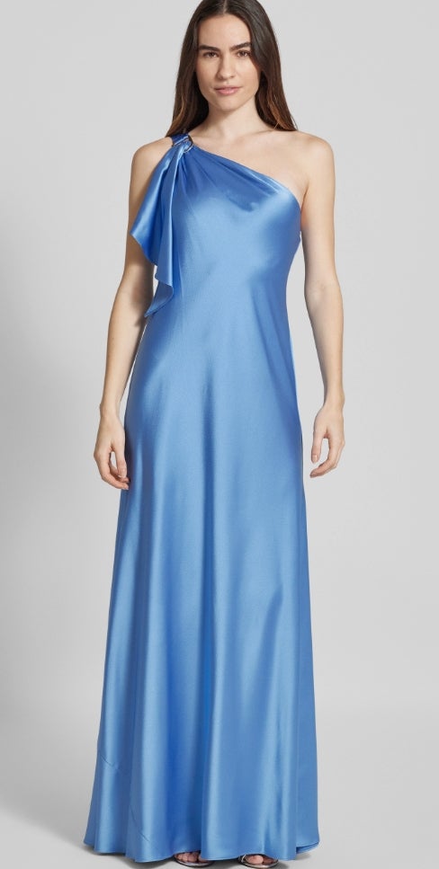 Lauren Ralph Lauren Abendkleid mit One-Shoulder-Träger Modell 'ELZIRA' in hellblau 