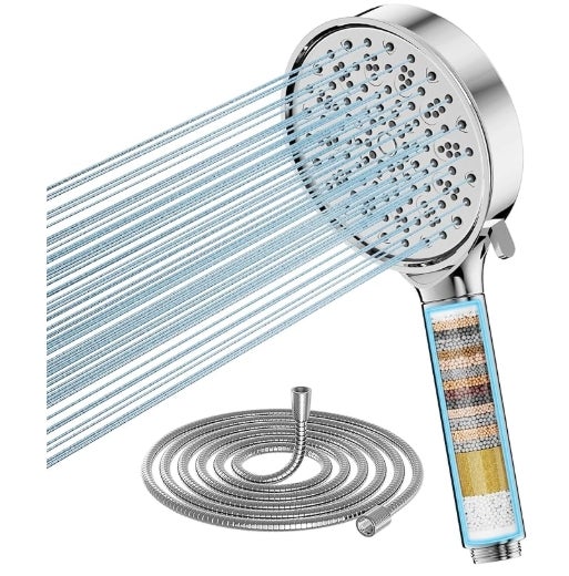 Cobbe Duschkopf mit Filter, Hochdruck Handbrause mit Schlauch, 6 Strahlarten Duschkopf Wassersparend mit Filtration in 20 Schichten, Duschbrause für Hartes Wasser,Rest-Chlor,Bakterien, Schwermetall 