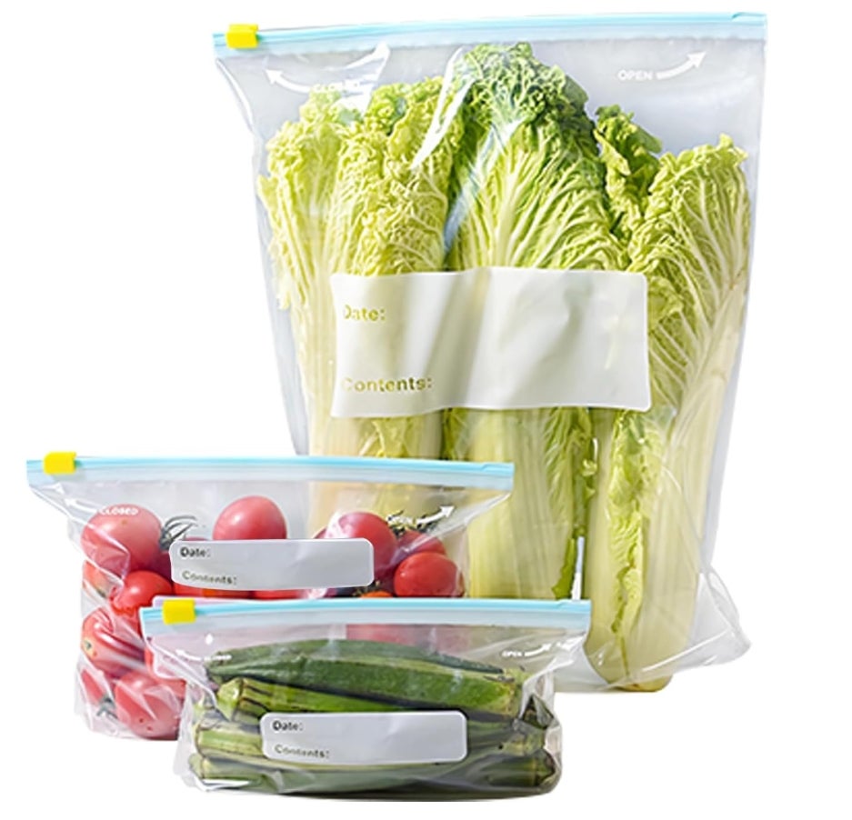 Gefrierbeutel Zipper Wiederverwendbare 30stk Freezer Bags Großer Mittlerer und Kleiner Größen Aufbewahrungsbeutel 