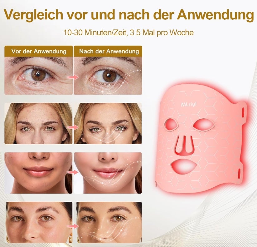 Mlriyl LED Maske Gesicht Rotlicht Maske Gesicht 