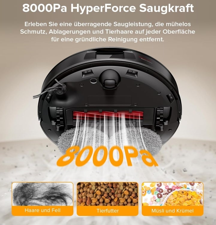 roborock Qrevo Serie Saugroboter mit Wischfunktion, 8000Pa Saugkraft(verbessert von Qrevo S), Anti-Verfilzungs-Seitenbürste, Hindernisvermeidung, LiDAR-Navigation, All-in-One Dock,Schwarz(QV 35A Set) 