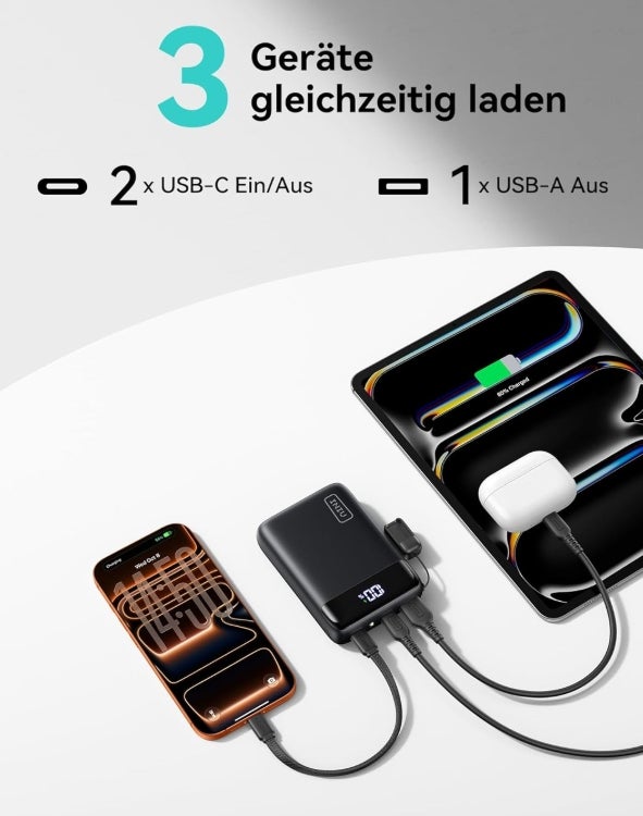 INIU Power Bank, Ultra Klein 20000mAh 22.5W Schnellladefunktion Power Bank iPhone, Mini Externe Handyakkus, Flugtauglich, Reise-Essential, Klein Aber Stark für iPhone 17 16 Pro, Samsung S25, iPad etc.