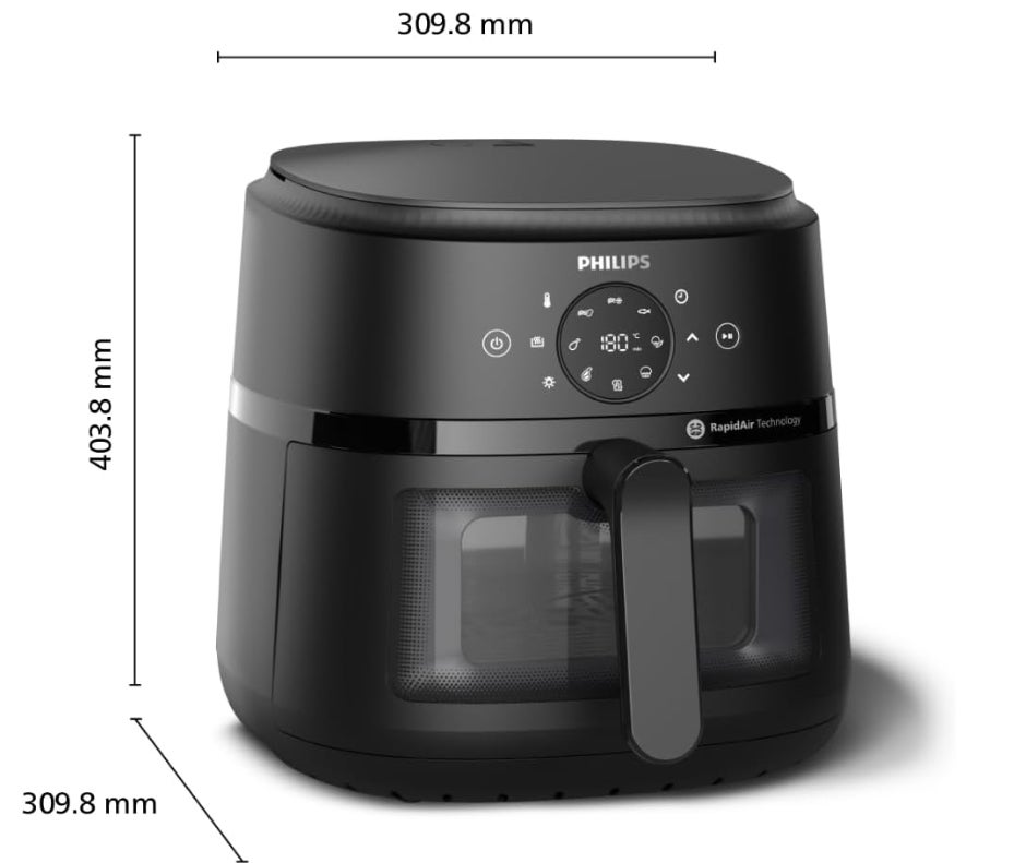 Philips Airfryer 2000 Series – Standard 6.2L Heißluftfritteuse mit Sichtfenster, RapidAir Technologie, 90% weniger Fett 