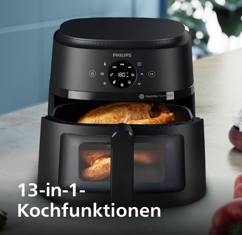 Philips Airfryer 2000 Series – Standard 6.2L Heißluftfritteuse mit Sichtfenster, RapidAir Technologie, 90% weniger Fett 