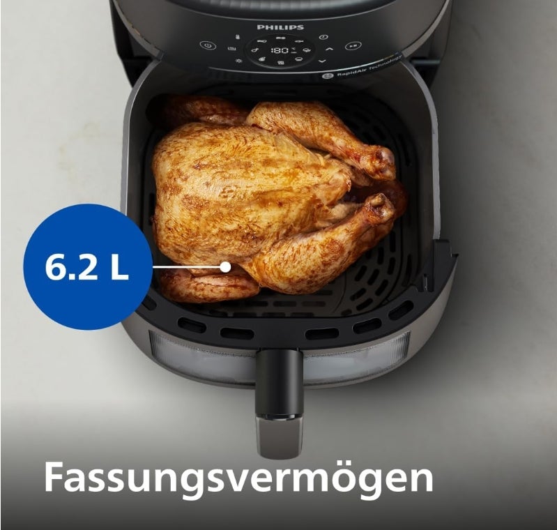 Philips Airfryer 2000 Series – Standard 6.2L Heißluftfritteuse mit Sichtfenster, RapidAir Technologie, 90% weniger Fett 