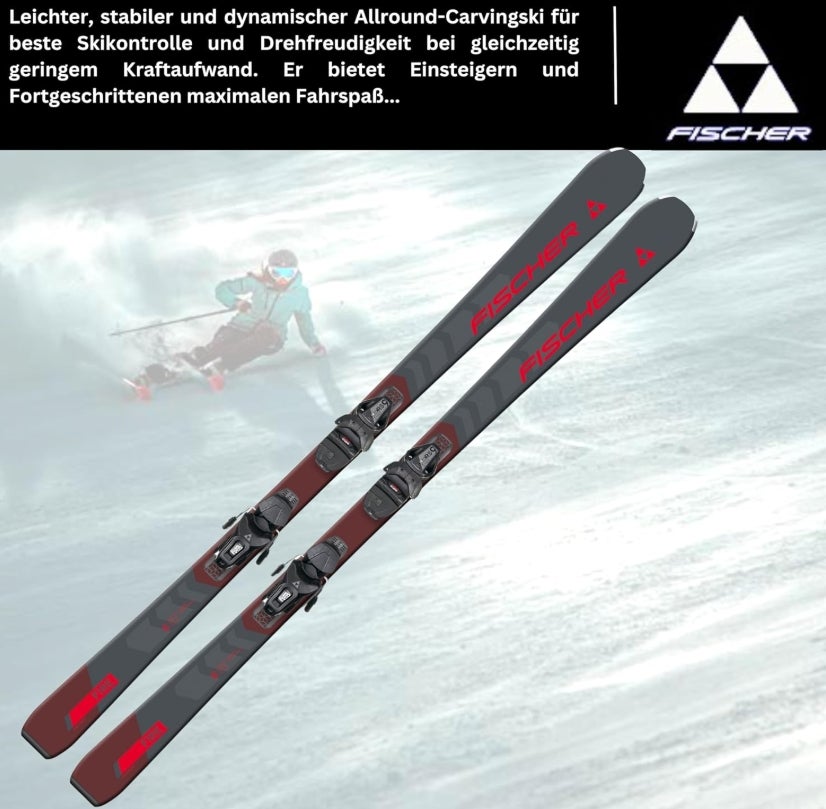 Ski Alpinski Carvingski On-Piste-Rocker - Fischer RC Fire SLR - inkl. Bindung RS9 SLR Z2,5-9 - All Mountain Ski - geeignet für Einsteiger bis Fortgeschrittene 