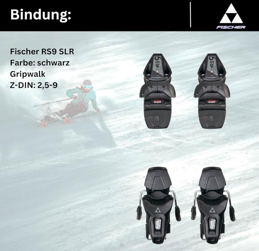 Ski Alpinski Carvingski On-Piste-Rocker - Fischer RC Fire SLR - inkl. Bindung RS9 SLR Z2,5-9 - All Mountain Ski - geeignet für Einsteiger bis Fortgeschrittene 