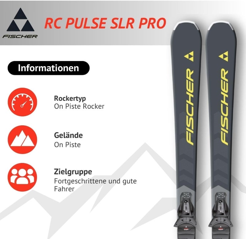 Ski Alpinski Carvingski - Fischer RC Pulse SLR PRO - On-Piste Rocker - inkl. Bindung RS9 SLR Z2,5-9 - für präparierte Piste - geeignet für fortgeschrittene und Gute Fahrer 