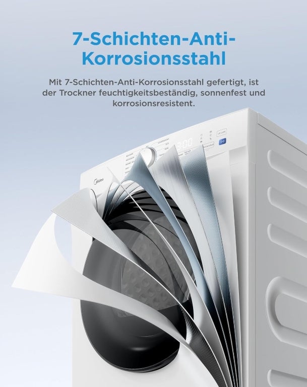 Midea Wärmepumpentrockner V3 series, 10 kg, Energieklasse D mit Wärmepumpentechnologie, UV-Licht für hygienische Reinheit, Knitterschutz, LED-Display 