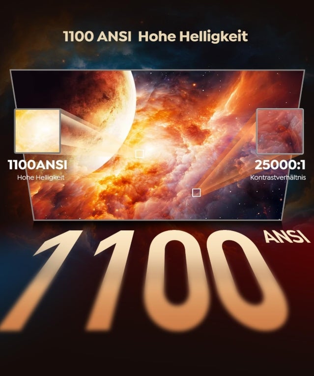 Smart Beamer mit Netflix, Dolby Audio, WiMiUS 1100 ANSI Autofokus/6D Trapezkorrektur Led Beamer 4K Heimkino Unterstützt, WiFi Bluetooth Full HD 1080P Outdoor Deckenmontage Projektor für Android/iPhone 