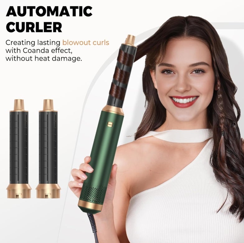OKWRAP Hair Styler Set Stylingbürsten Hairstyler 5 in 1 Haarstyler, Airstyler Air Curlers Föhn 5 in 1 Mit Rundbürstenföhn Haarstyler Warmluftbürste Föhn Lockenstab Luft Für Glätten, Volumen, Locken 