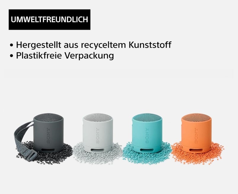 Sony SRS-XB100 - Kabelloser Bluetooth-Lautsprecher, tragbar, leicht, kompakt, Outdoor, Reise-Lautsprecher, langlebig, IP67 Wasser- und staubdicht, 16 Std Akku, Trageriemen, Freisprechfunktion