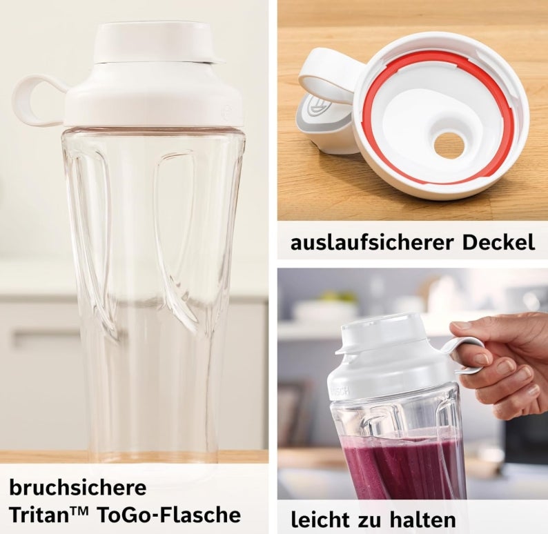 Bosch Mini-Standmixer, Smoothie Maker, Mini-Highspeed-Mixer, bis zu 40.000 rpm, 450 W, ToGo-Flasche, 4-Klingen-Messer, spülm. Teile, Made in Europe 