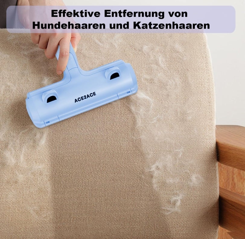 ACE2ACE Fusselrolle Tierhaare, Tierhaarentferner, Fusselbürste Tierhaare für Hundehaare und Katzenhaare, Hundehaarentferner für Sofa, Bett, Teppich, Kratzbaum