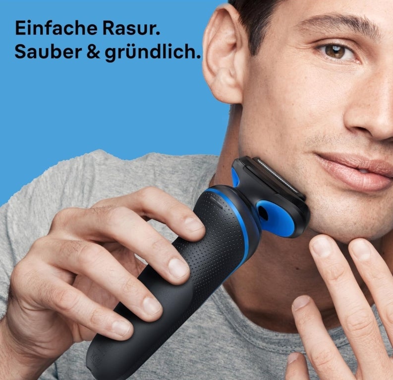 Braun Series 5 Rasierer Herren Elektrisch, Elektrorasierer mit 50 Min. Akku und EasyClean, Rasierapparat, Trockenrasierer, Wet & Dry, Wasserdicht, Made in Germany, 51-B1000s, Blau 
