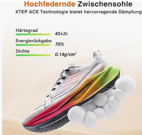 XTEP Professionelle 2000km Herren-Laufschuhe für Prüfungstraining,Hohe Dämpfung Starke Rückstoßfähigkeit Sneaker, rutschfeste und strapazierfähige Sportschuhe, ideal für Langstreckenläufe ab 10 km 