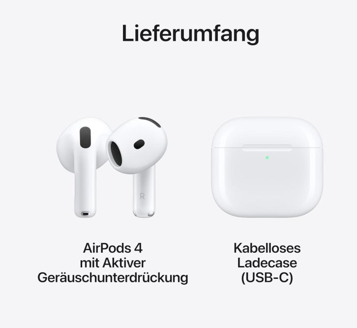 Apple AirPods 4 Kabellose Kopfhörer, Bluetooth Kopfhörer mit aktiver Geräuschunterdrückung