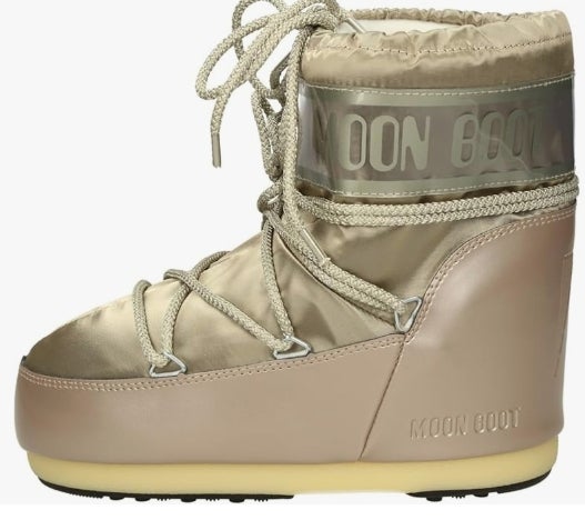 MOON BOOT Icon Low Glance Satin Winter Stiefel Platinum Edle 