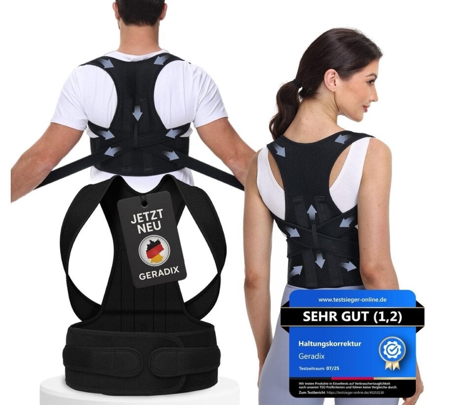 Haltungskorrektur Damen Herren Rückenstützgürtel Haltung Korrektur Gurt Back Posture Corrector Verstelbare Haltungstrainer Rückengurt für Schulter Nacken 