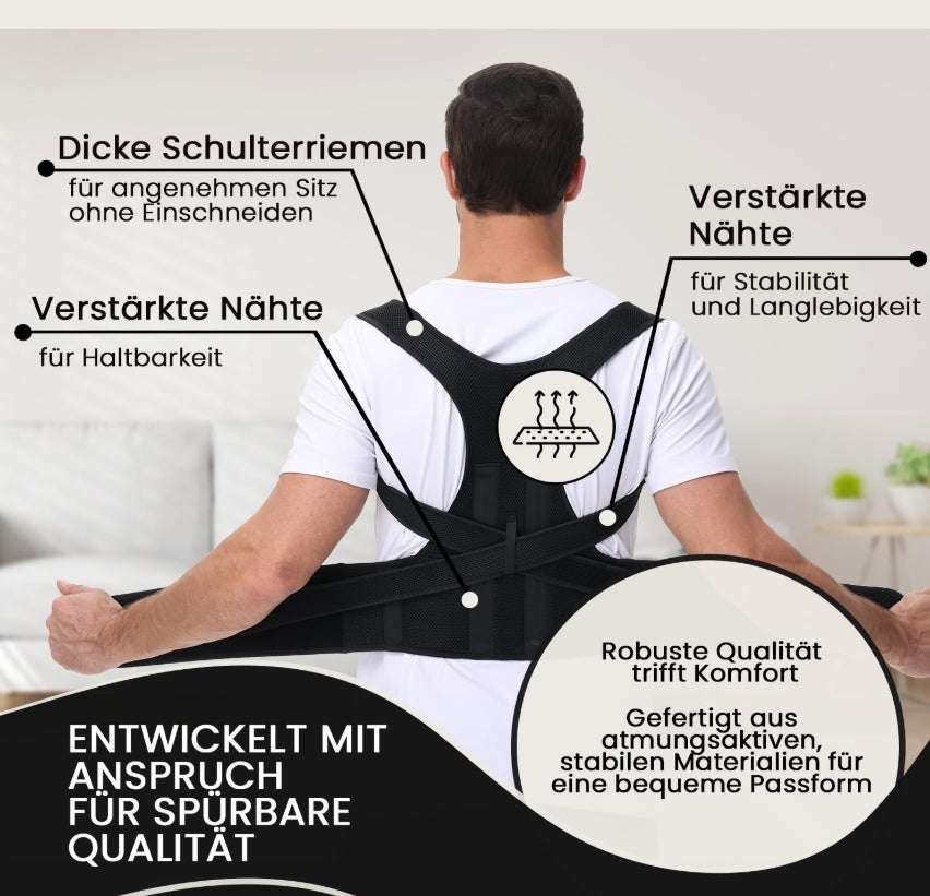 Haltungskorrektur Damen Herren Rückenstützgürtel Haltung Korrektur Gurt Back Posture Corrector Verstelbare Haltungstrainer Rückengurt für Schulter Nacken 